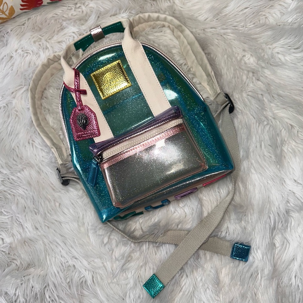 Kurt Geiger • Colorful Glitter Transparent Vinyl Small Southbank Backpack - Picture 10 of 16